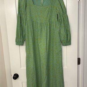 Who What Wear Chic Green Long Sleeve Dress